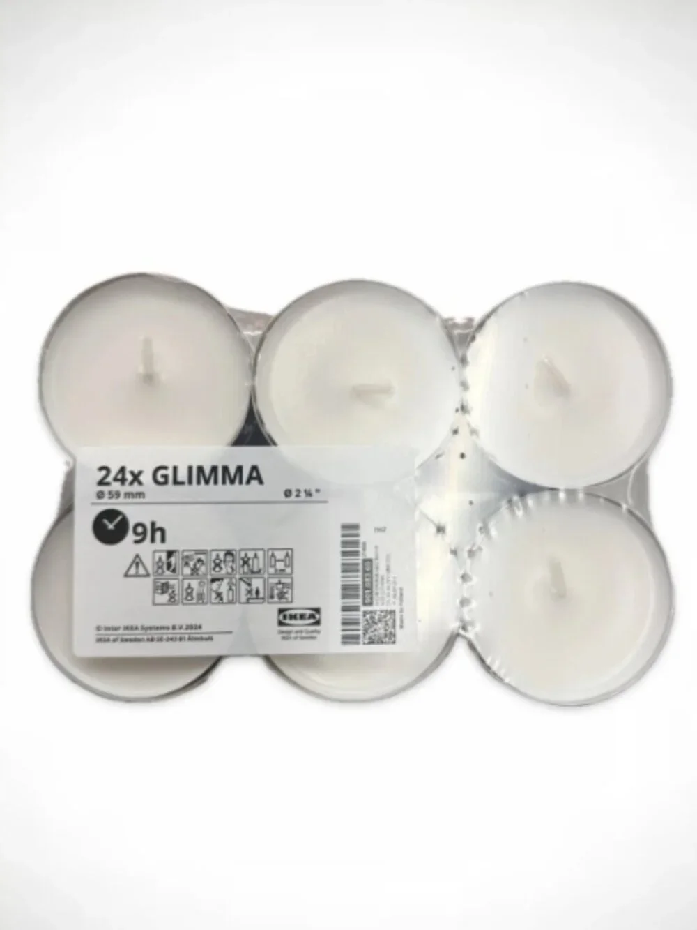 GLIMMA 901.083.60 Unscented candle in a metal cup, 9 hr